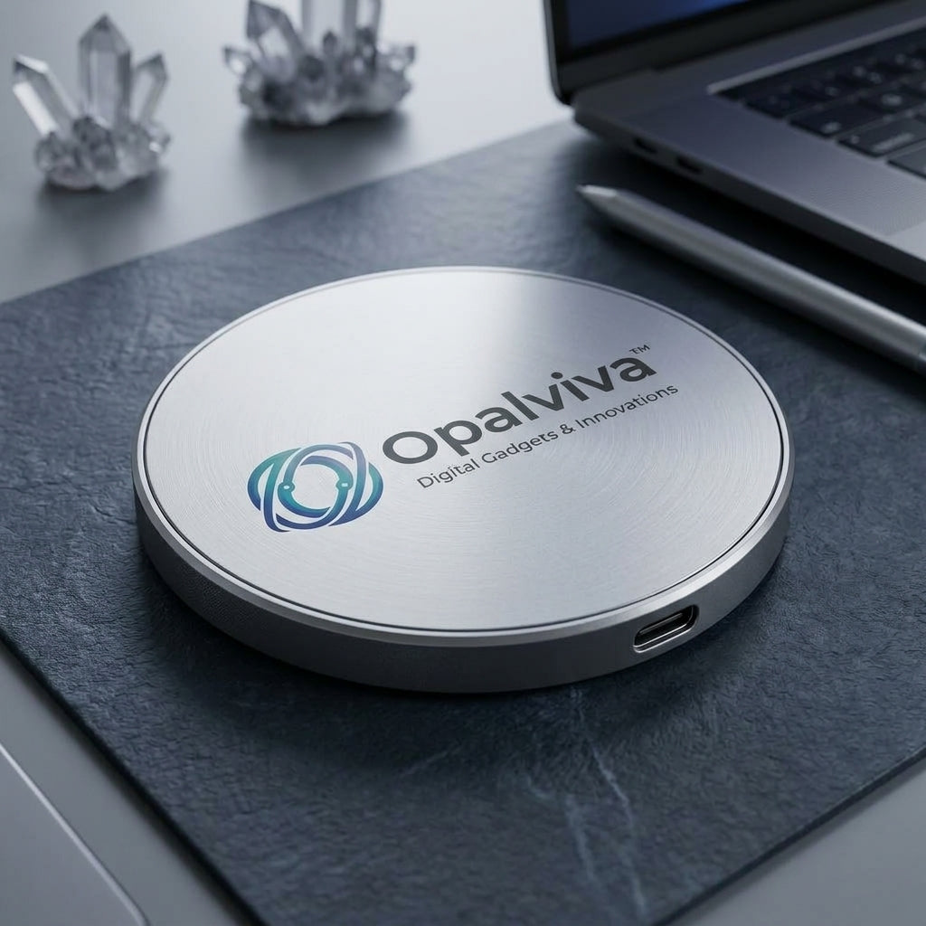 Opalviva™ OrbitLink Ultra-Slim Smart Hub – Compact USB-C Digital Connectivity Adapter with Circular Low-Profile Design